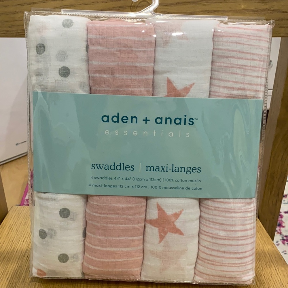 Aden + Anais 4 pack Muslin Swaddles in ‘Doll’